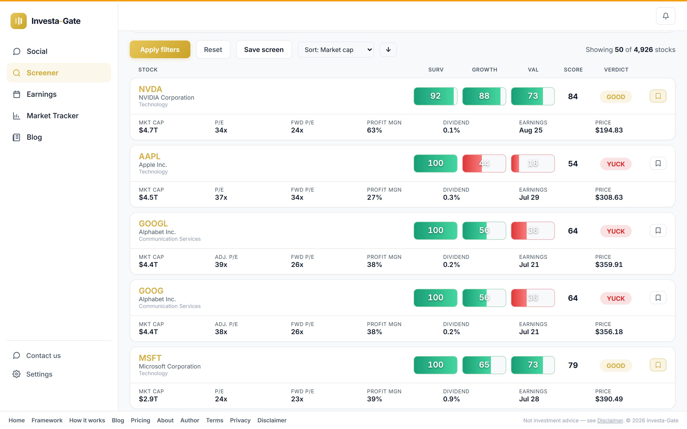 Screener — screen 1 of 2