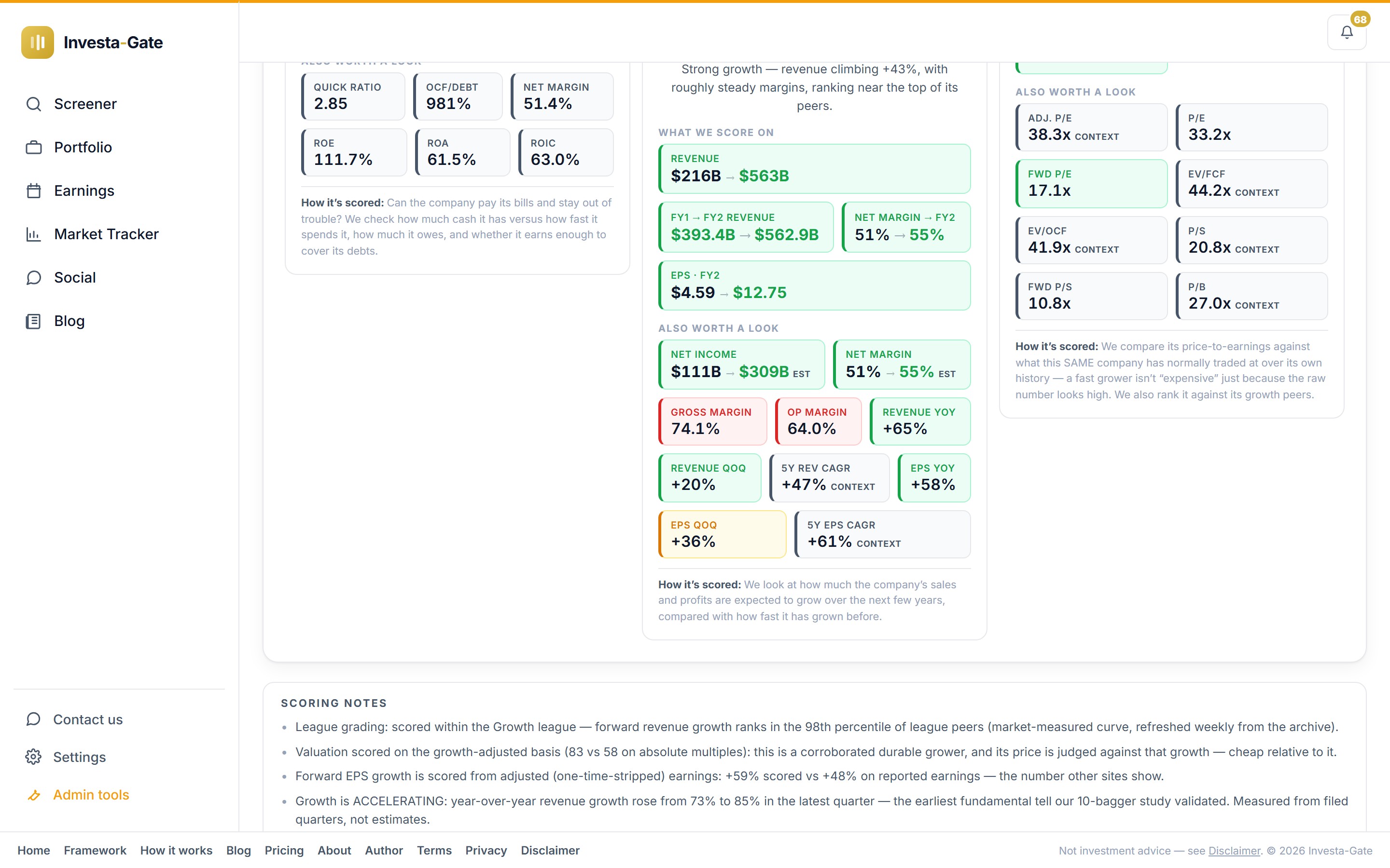Ticker page — screen 2 of 3